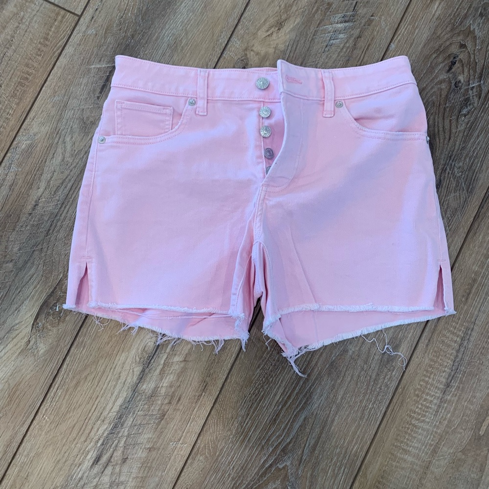 Express Pink Boyfriend Midi Mid Rise Shorts